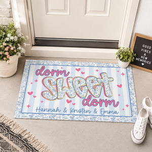 Custom Name Blue Chinoiserie Dorm Doormat, Dorm Sweet Dorm, Roommate Name Doormat, College Apartment Decor, Housewarming Gift, Student Gift