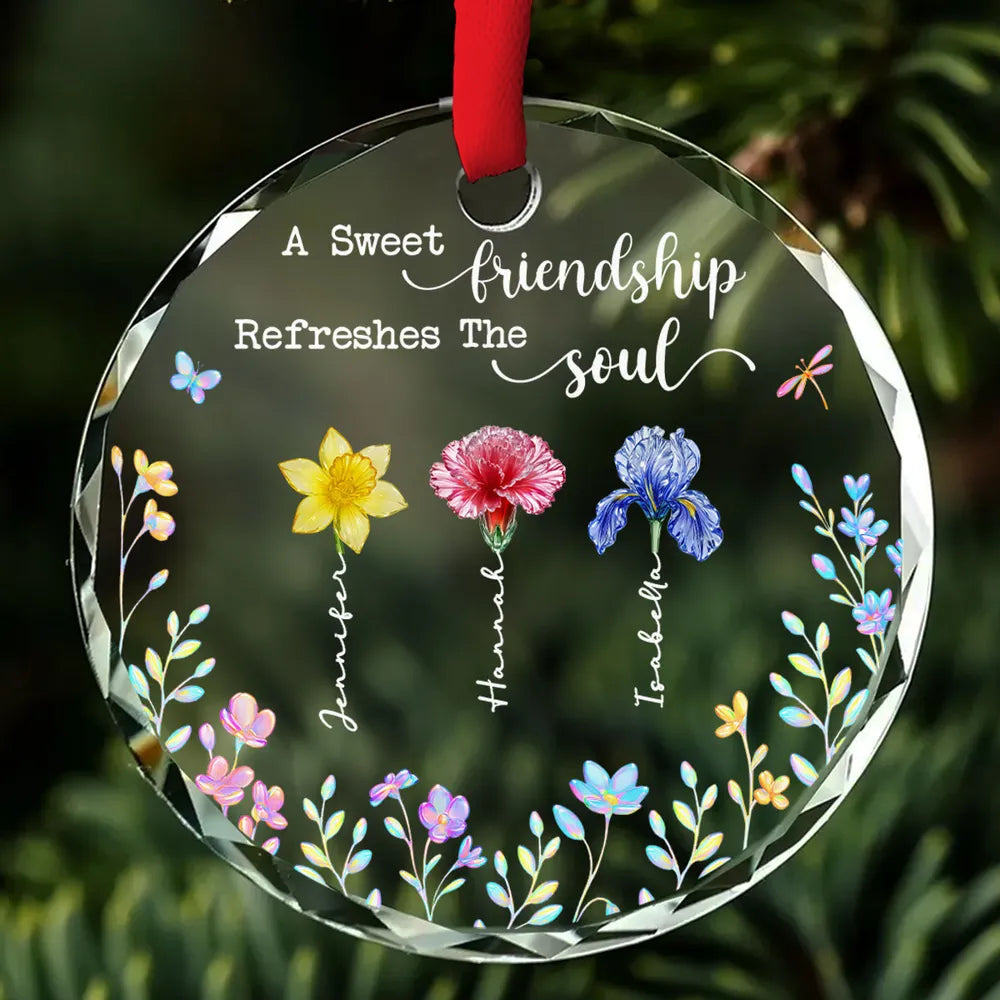 A Sweet Friendship Refresh The Soul - Personalized Crystal Ornament - Christmas Gift For Besties, Sisters