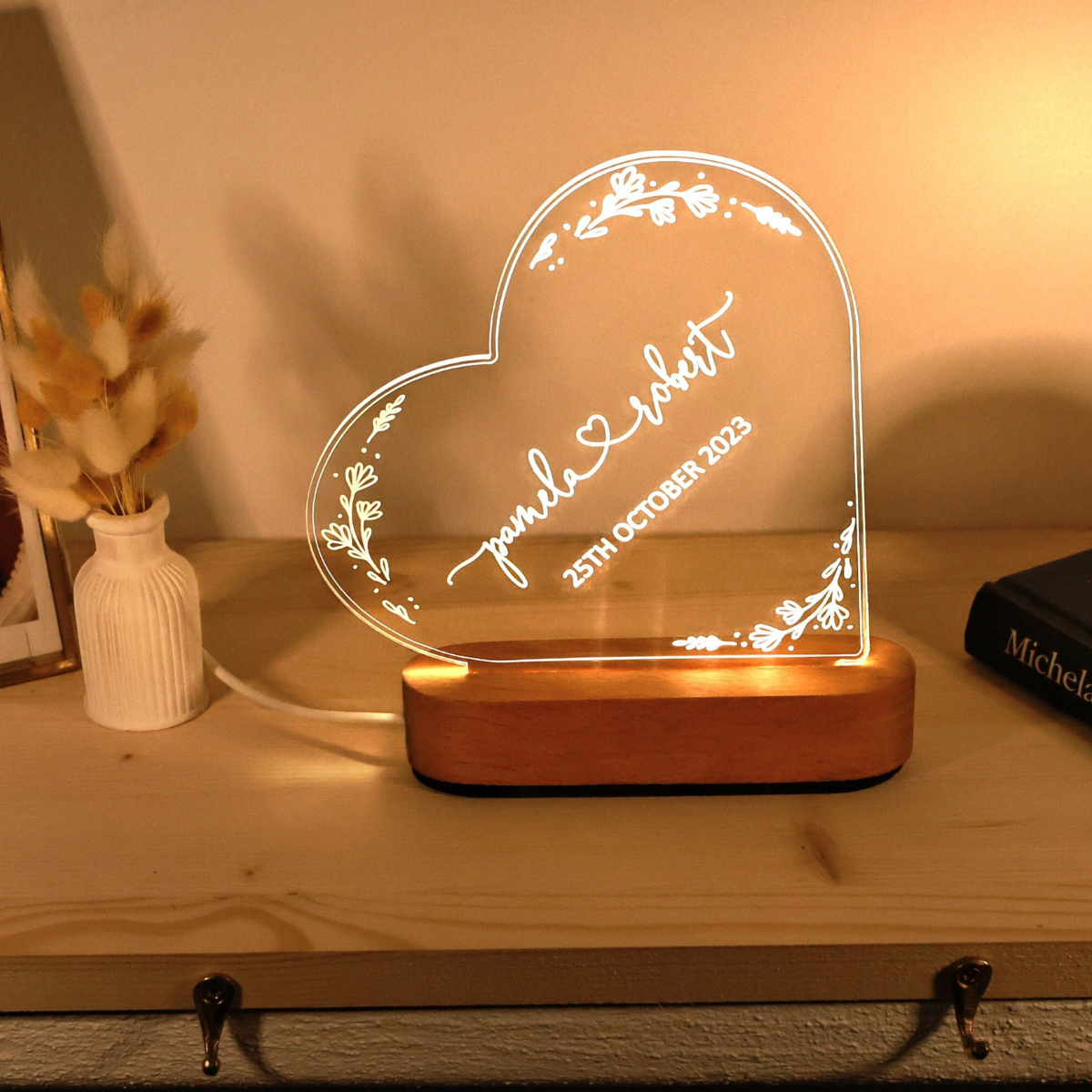 Personalized Couples Gift, Romantic Gift, Unique Wedding, Newlywed Gift, Names and Date, New Home Gifts, Anniversary Gift for Couple