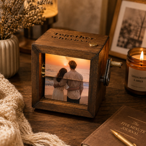 Personalized Photo Flipbook Animation Box, Custom wooden Photo Book with Light, Custom Crank Photobox Picture Box ,Creative Anniversary gifts