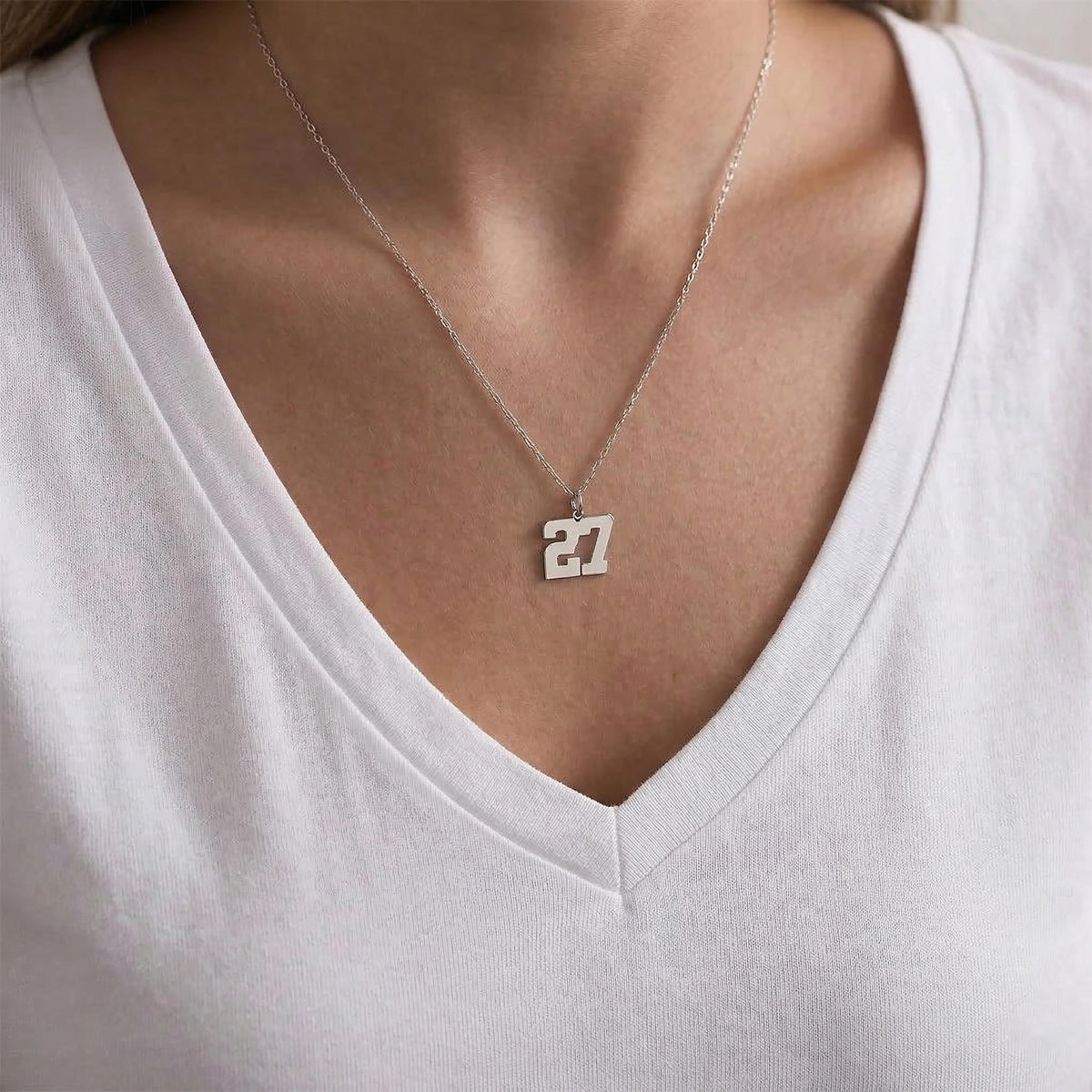 Personalized Number Pendant Necklace, Sports Fan Jewelry, Football, Soccer, Basketball, Volleyball Necklace