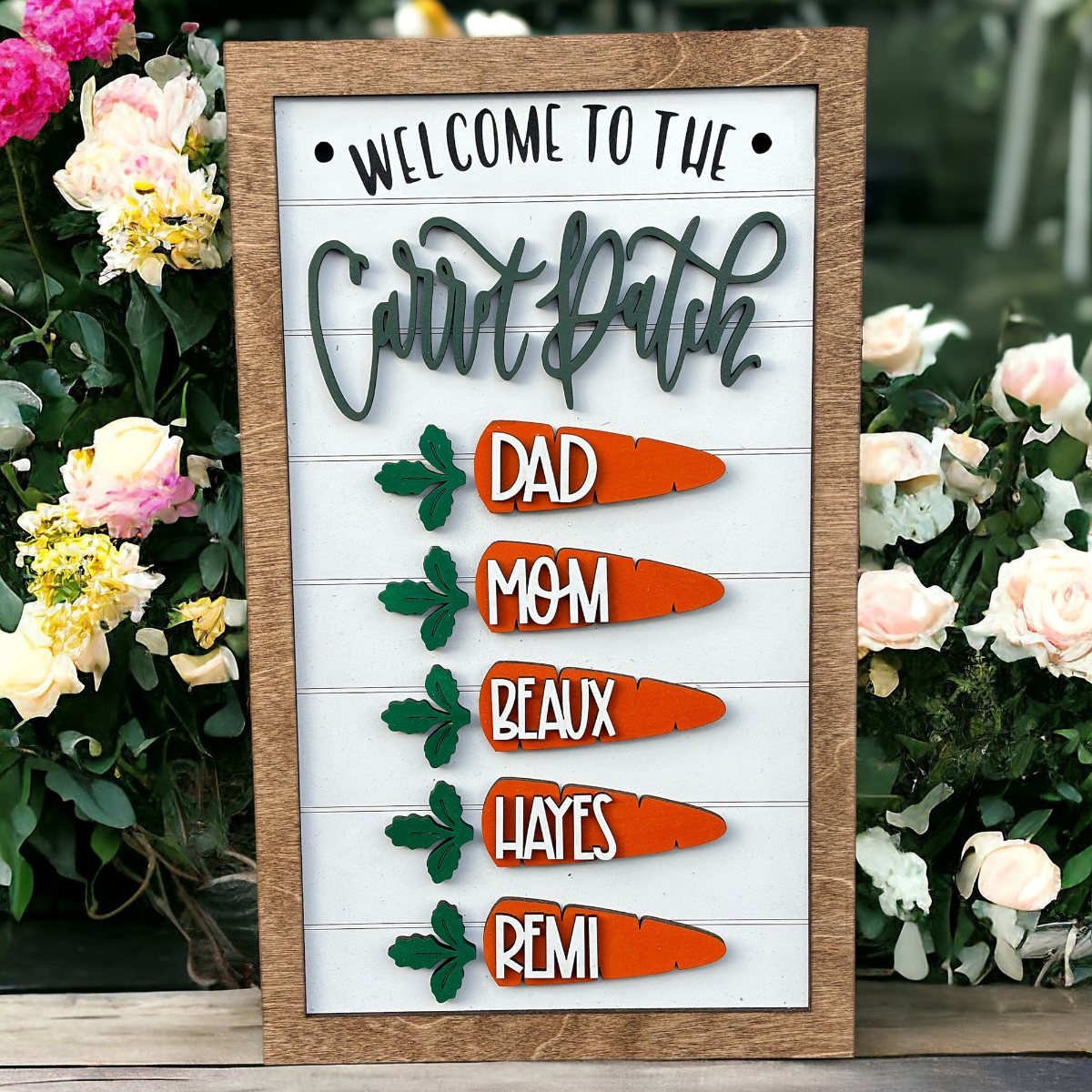 Personalized Easter Carrot Family Sign, Custom Easter Bunny Stop Here Sign, Spring Farmhouse Decor