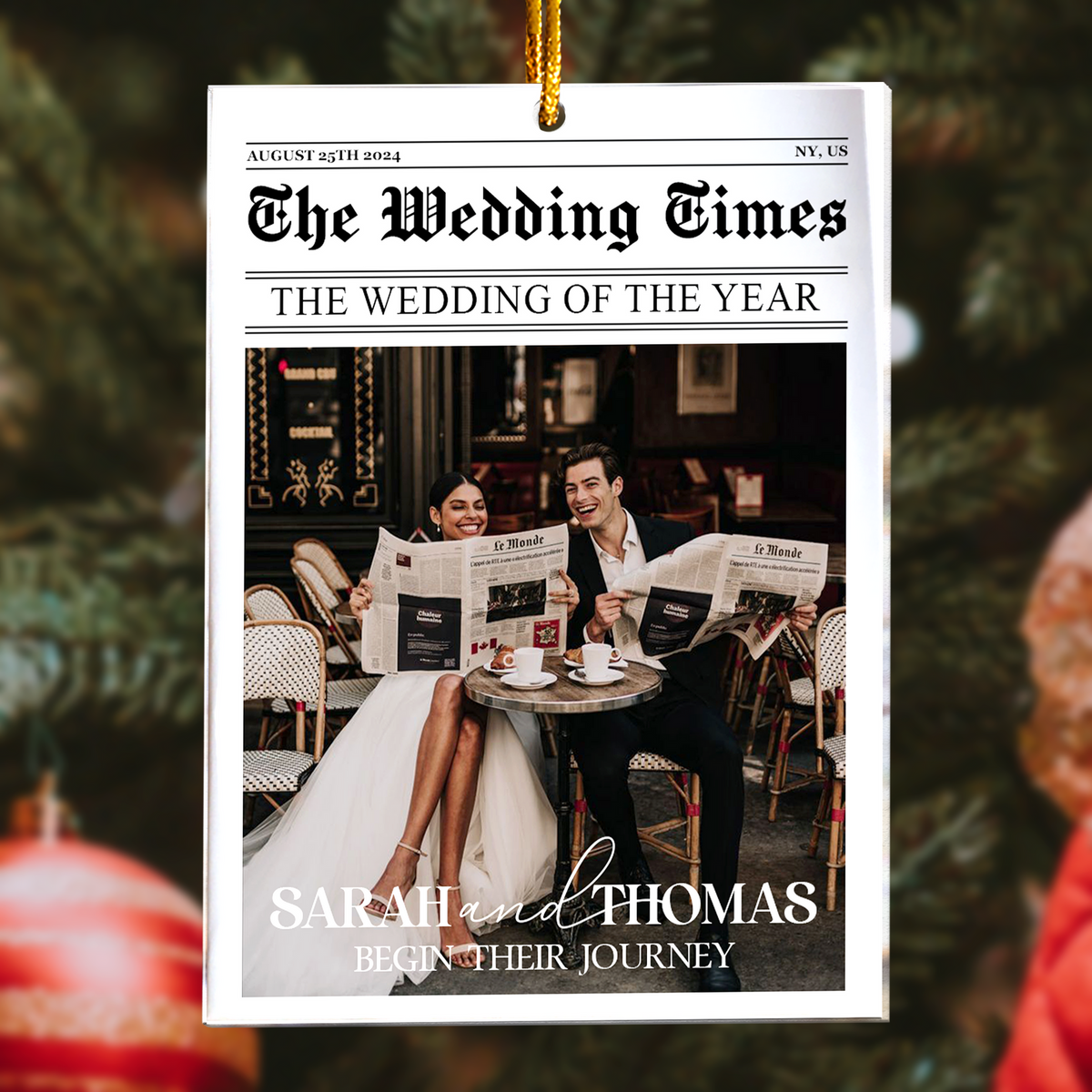 The Wedding Times - Personalized Ornament - Gift For Couple, Wedding Gift