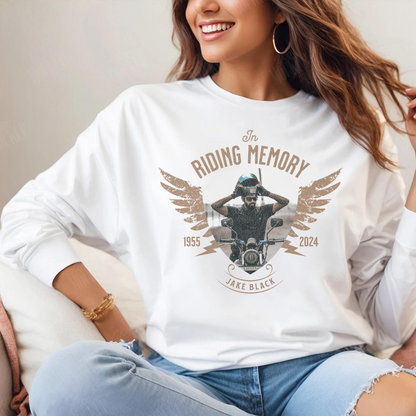Personalized Biker Memorial Photo Shirt, Custom Funeral Photo Shirt, Rest In Peace Memory Shirt, Remembrance Shirt, Custom Last Photo Shirt