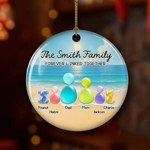 Sea Glass Family Forever Linked Together - Personalized Ornament - Christmas Gift For Family