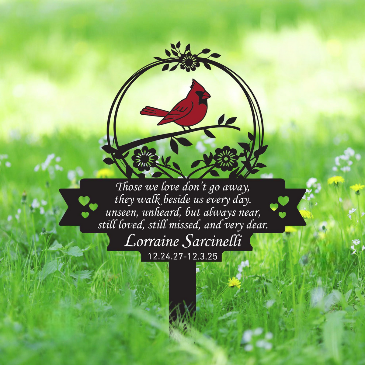 Personalized Memorial Stake Metal Sign, Cardinal Garden Stakes, Cardinals Appear, Metal Cemetery Decorations, Stake for Outdoors Yard Garden