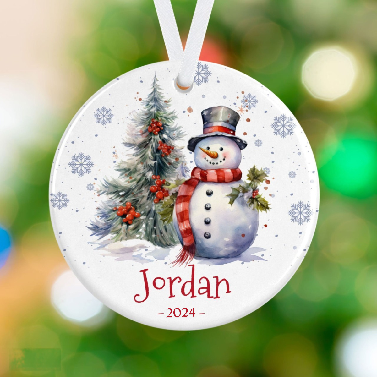 Snowman Name Ornament - Personalized Snowman Christmas Ornament - Personalized Name Holiday Christmas Ornament