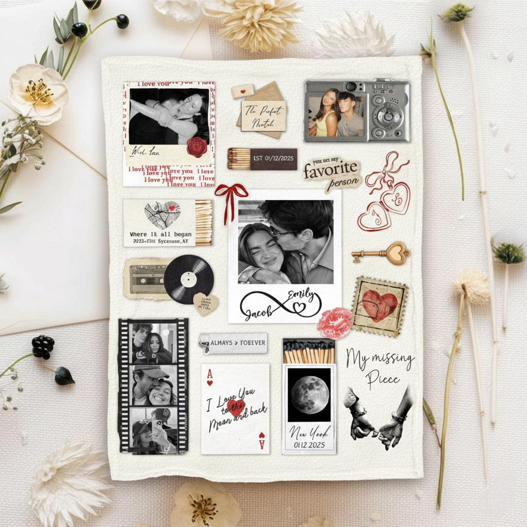 Personalized Valentine Gifts For Him, Custom Matchbox Blanket Gift For Boyfriend, Girlfriend, Anniversary Gift