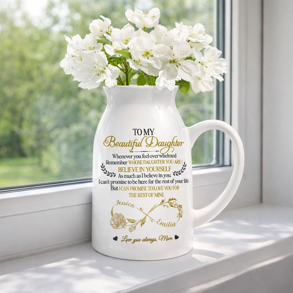 My Beautiful Daughter I Love You - Personalized Flower Vase - Gift For Daughter