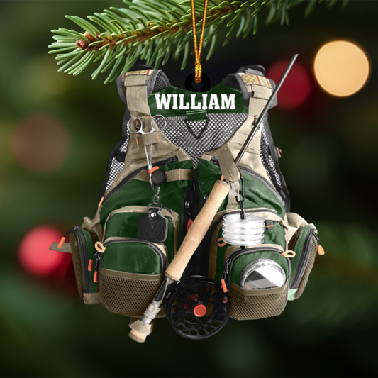 Personalized Fishing Vest Christmas Ornament, Gift For Fishing Lovers
