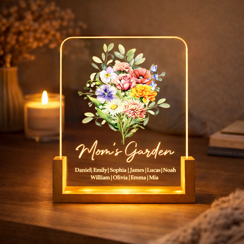 Family Birth Flower Bouquet Flowers - Personalized Night Light - Gift For Mom, Grandma, Family