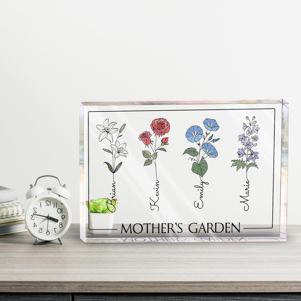 Mother's Garden With Little Flowers - Personalized Acrylic Plaque - Gift For Mom, Mother's Day, Birthday Gift