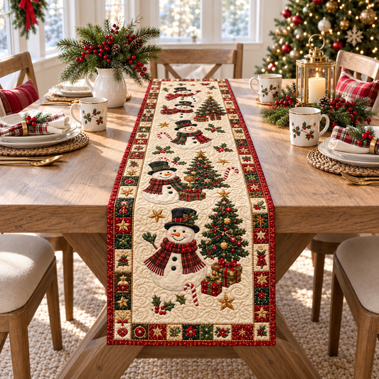 Christmas Quilted Table Runner, Holiday Winter Dining Table Decor, Festive Winter Table Centerpiece, Festive Farmhouse XmasHome Decoration