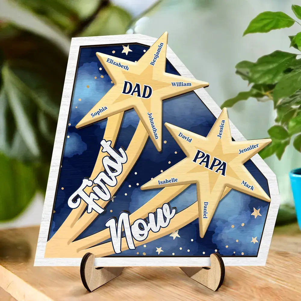 First Dad Now Papa - Personalized Wooden Plaque - Gift For Grandpa, Father's Day, Birthday Gift