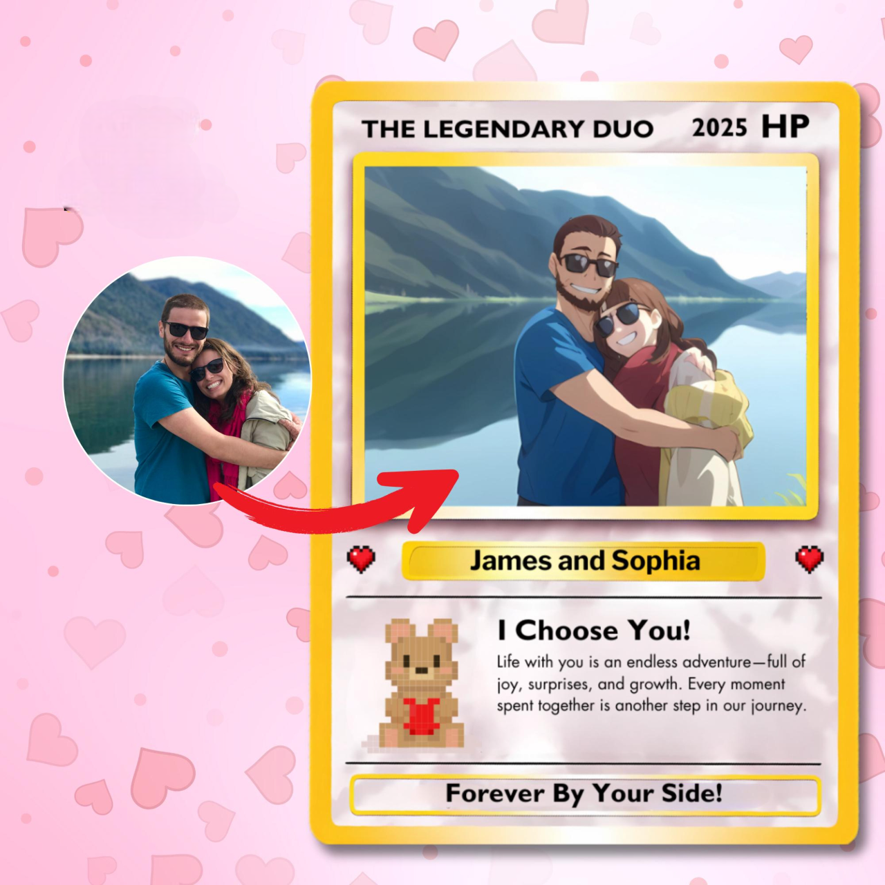 Custom Poke Card Inspired Collectible Gift, Custom Poke Cards, Anniversary Gift For Couple
