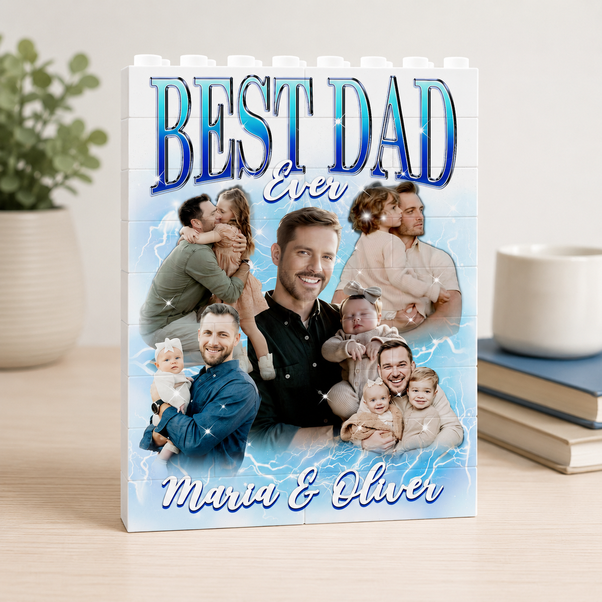 Custom Best Dad Ever Brick Photo Block, Personalized Dad Gift for Father's Day, Gift for New Dad, Dad Photo Puzzle Gift, Gift For Husband