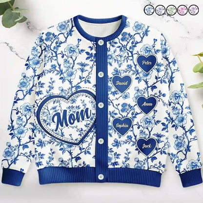 Mom Grandma Toile De Jouy Pattern - Personalized Cardigan - Gift For Mom Grandma