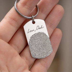 Custom Fingerprint & Handwriting Keychain - Memorial Grief Keychain - Personalized Loss of Mother or Father Keepsake Gift