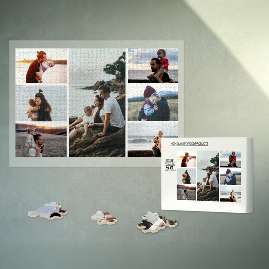 Photo Collage Puzzle, Custom Text Jigsaw Puzzle, Transform Your Dearest Memories into Jigsaw Puzzle, Wood Puzzle for Family