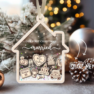 Our First Christmas Married - Personalized 4D Shaker Ornament - Christmas Gift For Couple