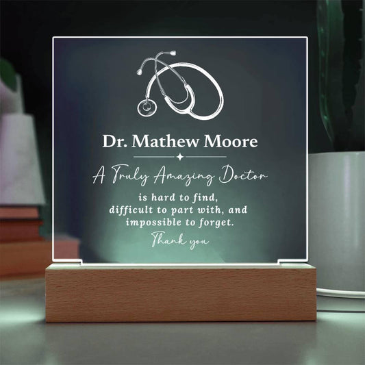 Gift for Doctor Personalized LED Night Light, Coworker Gift, Gift for Family Doctor, Dr Thank You Retirement Gift, Doctor Gifts