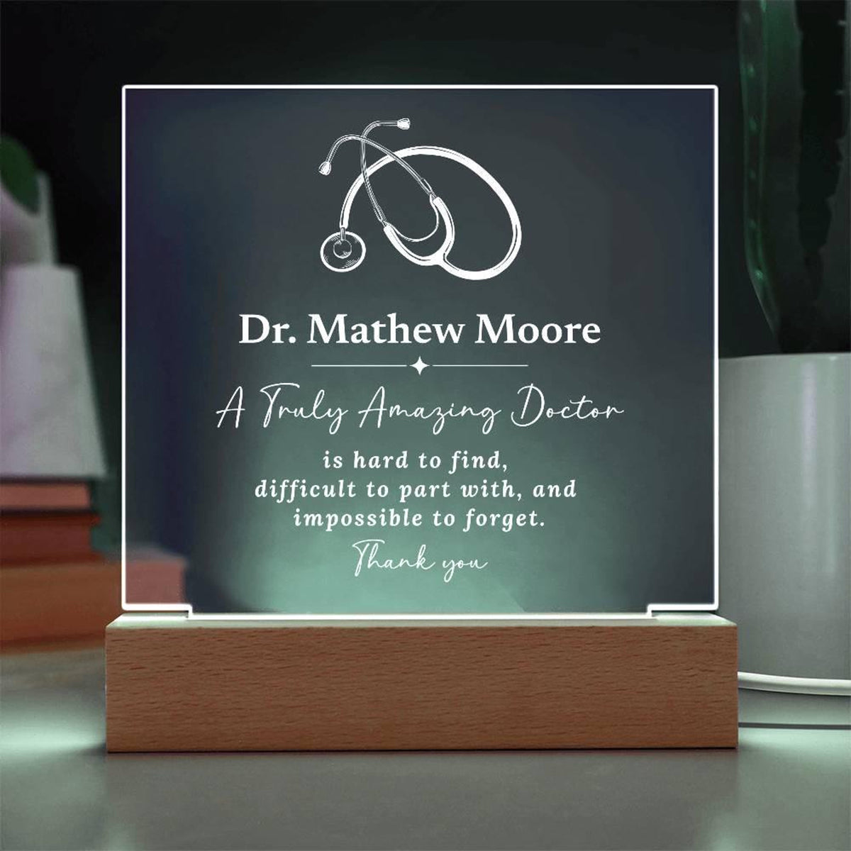 Gift for Doctor Personalized LED Night Light, Coworker Gift, Gift for Family Doctor, Dr Thank You Retirement Gift, Doctor Gifts