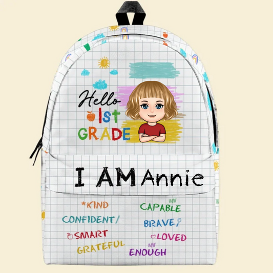 Hello School I Am Brave & Kind - Personalized Backpack - Gift For Kid, Back To School Gift