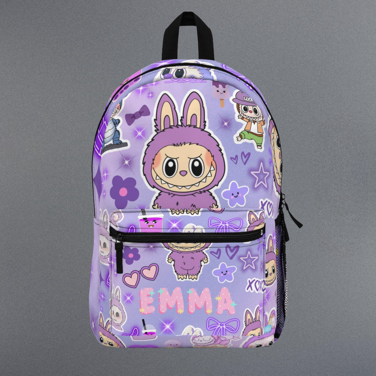 Personalized Name Backpack With Cute Monster, Girls Backpack, Custom Backpack, Girl Backpack, Back To School