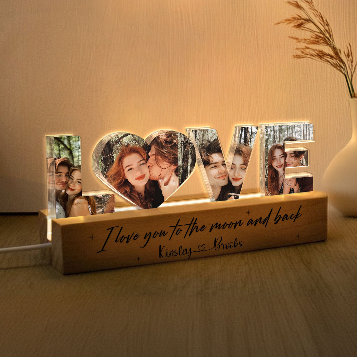 Personalized Couple Photo Collage Night Light, Custom Wedding Photo Gift, Anniversary Gift, Gift for Couple, Gift for Girlfriend Boyfriend
