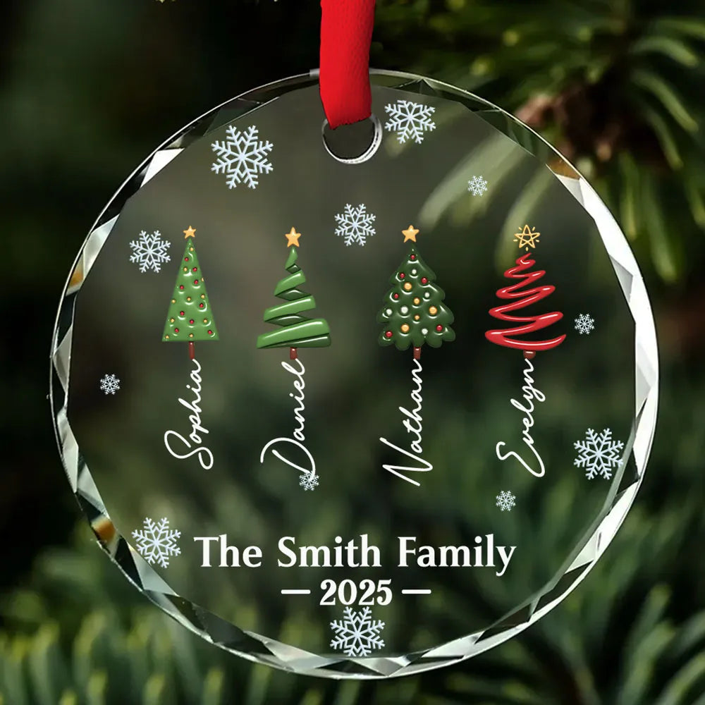 The Christmas Tree Family - Personalized Crystal Ornament - Christmas Gift For Family