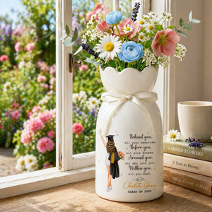 Personalized Graduation Flower Ceramic Vase, Graduation Gifts for Her, College Grad Gift for Daughter, Masters Degree Gift
