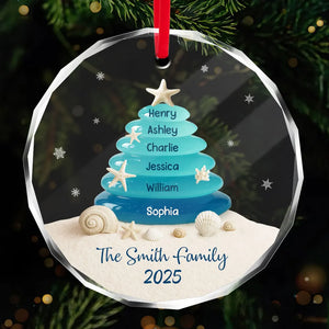 Sea Glass Christmas Tree - Personalized Crystal Ornament - Heartwarming Festive Christmas Decor, Gift For Family
