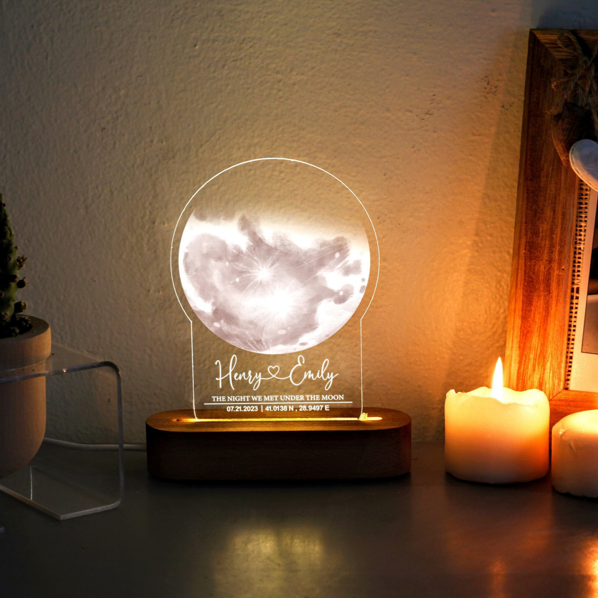 Custom Moon Phase Night Light, Unique Wedding Gift, Night Sky Print by Date, Customized Couple Gifts, Anniversary Gift for Couple