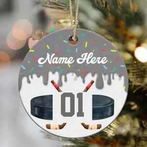 Personalized Ice Hockey Ornament Custom Name & Number Hockey Gift, Hockey Christmas Ornament for Player or Team, Ice Hockey Player Gift