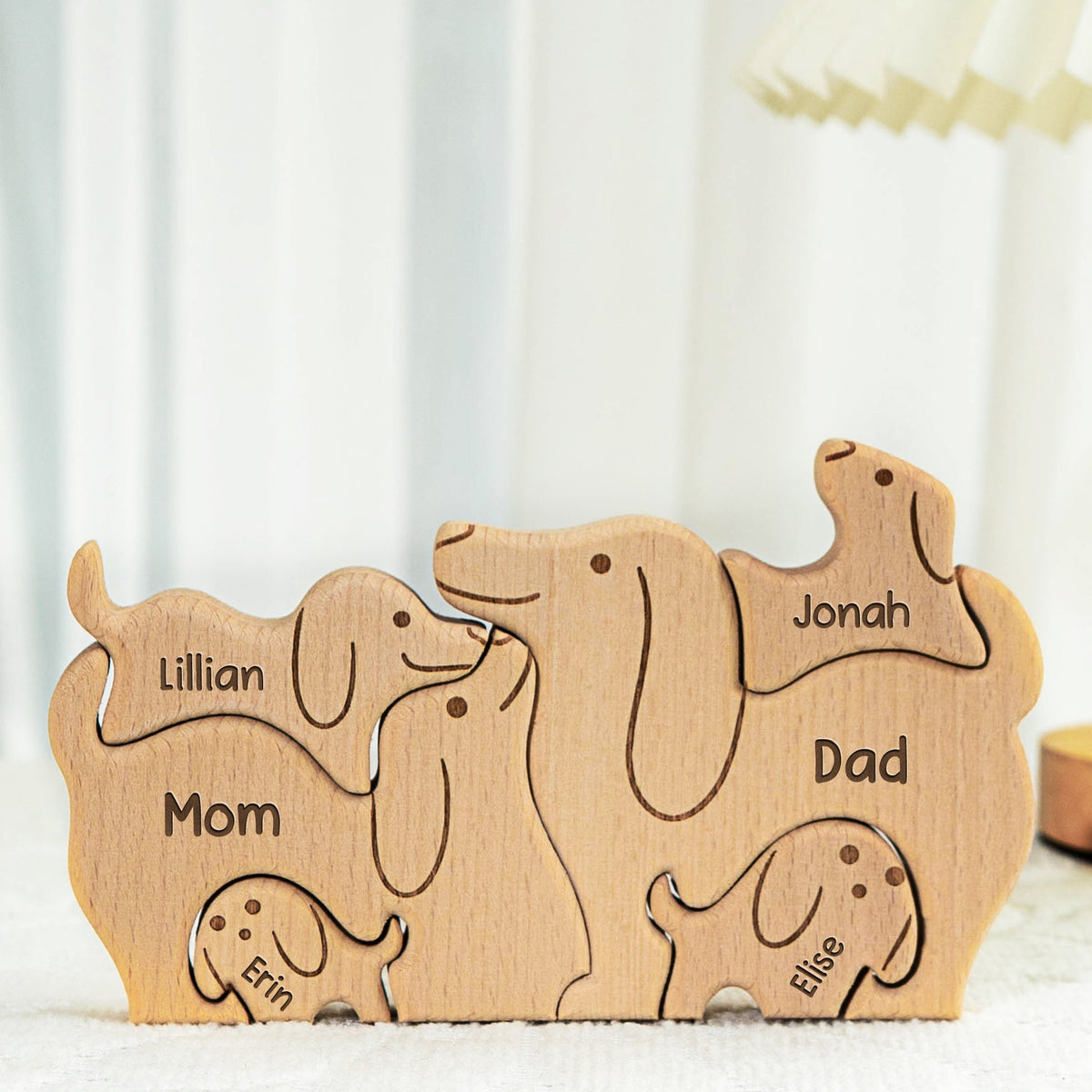 Dog Family - Personalized Family Wooden Puzzle - Gift For Family, Mother's Day, Father's Day Gift