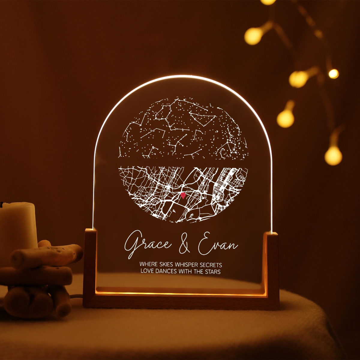 Personalized Star Chart & Map, Star Map Night Light, Anniversary Gift, Gift for Boyfriend Girlfriend, Valentine's Day Gifts For Couple