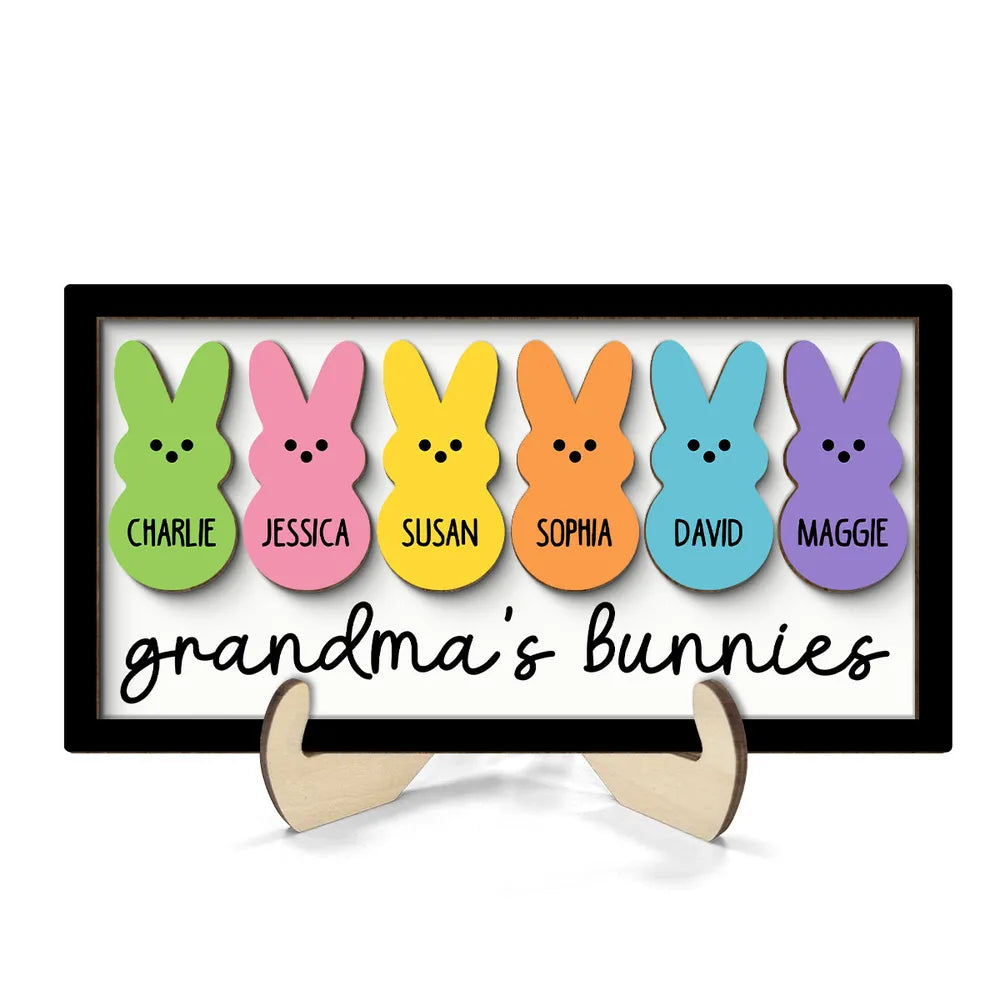 Grandma Mom Peeps Easter Gift - Personalized 2-layer Wooden Plaque - Easter Gift For Mom, Grandma