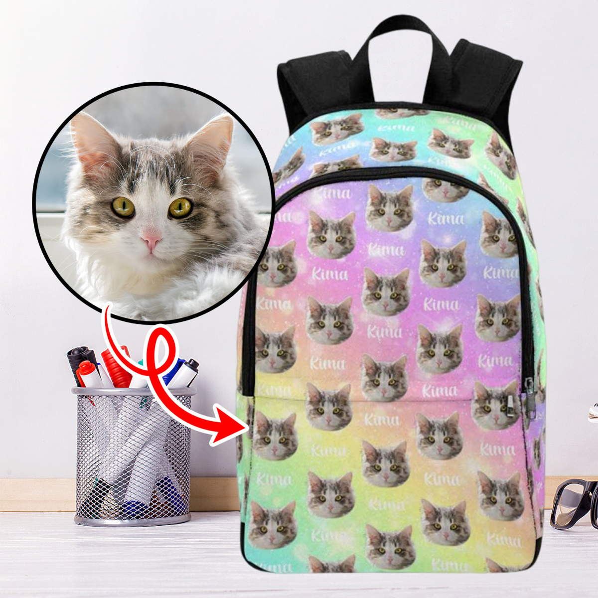 Custom Photo Backpack, Personalized Name Backpack, Custom Bookbag, Travel Backpack, Custom School Backpack, Custom Face Backpack