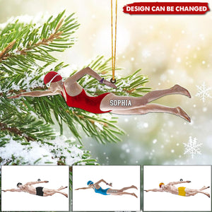 Personalized Swimmer Ornament, Christmas Gift For Athletes, Swimming Lovers