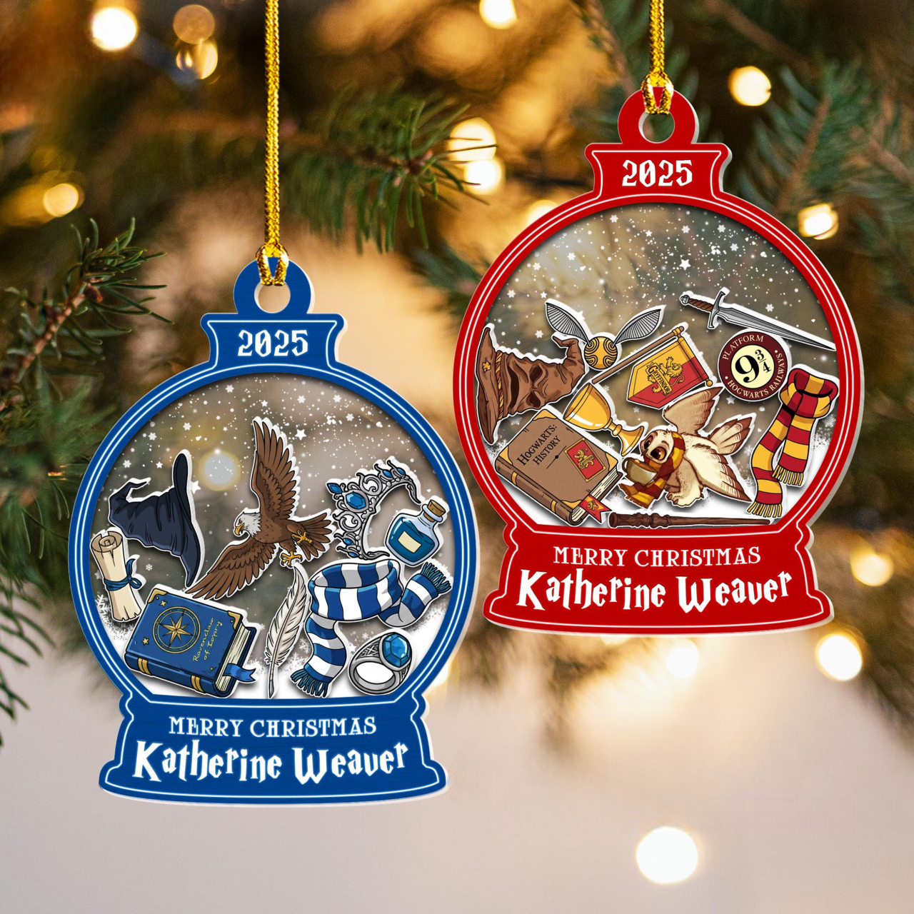 Personalized Xmas Kids Ornaments, Custom Name Wizard Christmas Shaker Ornaments 2025, Ornament for Kids, Wizard School Magical