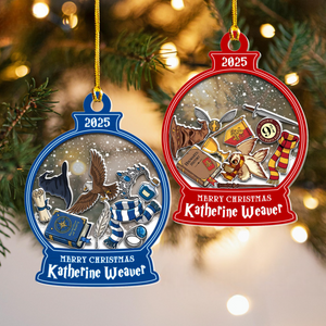 Personalized Xmas Kids Ornaments, Custom Name Wizard Christmas Shaker Ornaments 2025, Ornament for Kids, Wizard School Magical