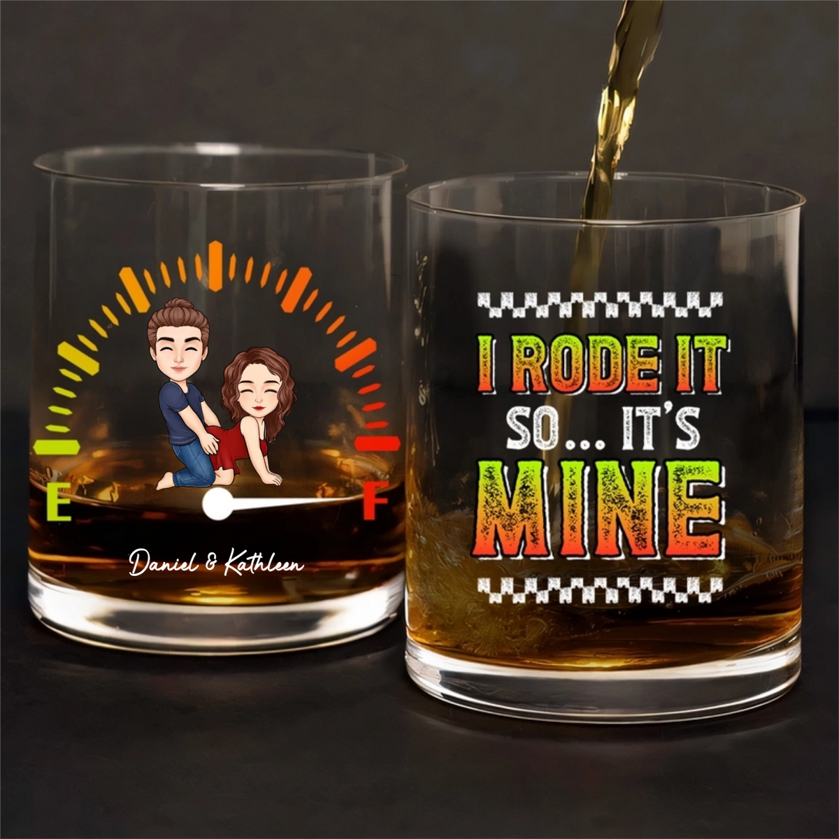 I Rode It So It's Mine - Personalized Whiskey Glass - Anniversary Gift, Valentine's Day Gift For Couple