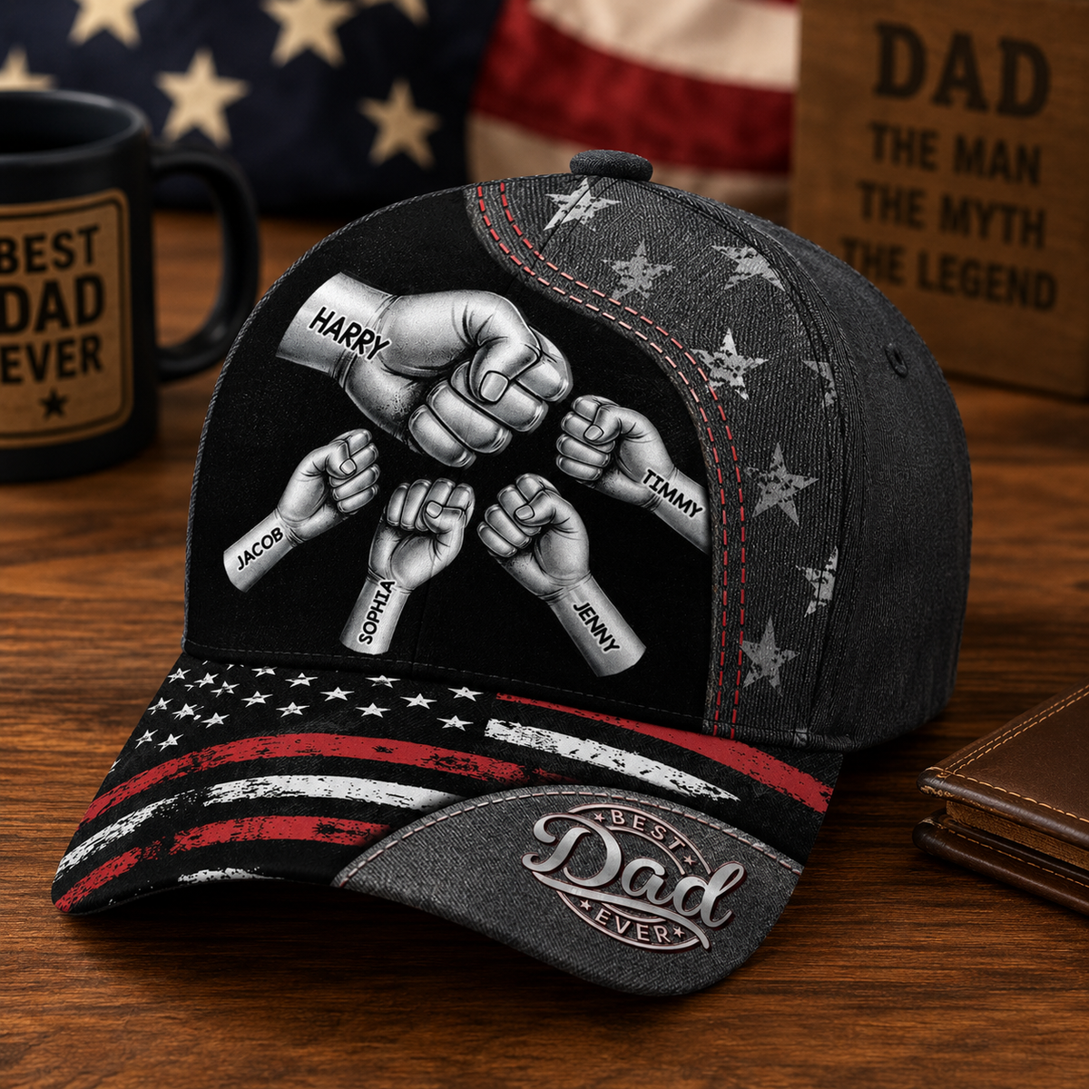 Best Dad Ever Steel Fist Bumps - Personalized Classic Cap - Gift For Dad Grandpa, Father's Day Gift