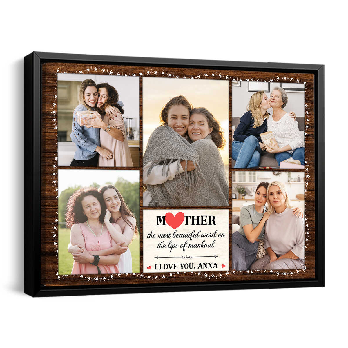 Mom Five Photos Collage - Personalized Canvas - Gift For Mom, Mother's Day, Birthday Gift