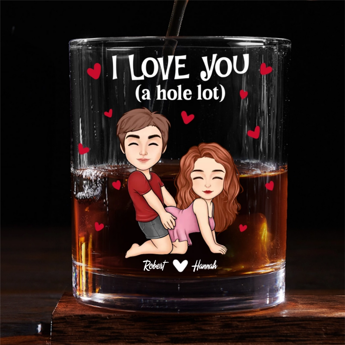 I Love You A Whole Lot - Personalized Whiskey Glass - Anniversary Gift, Valentine's Day Gift For Couple