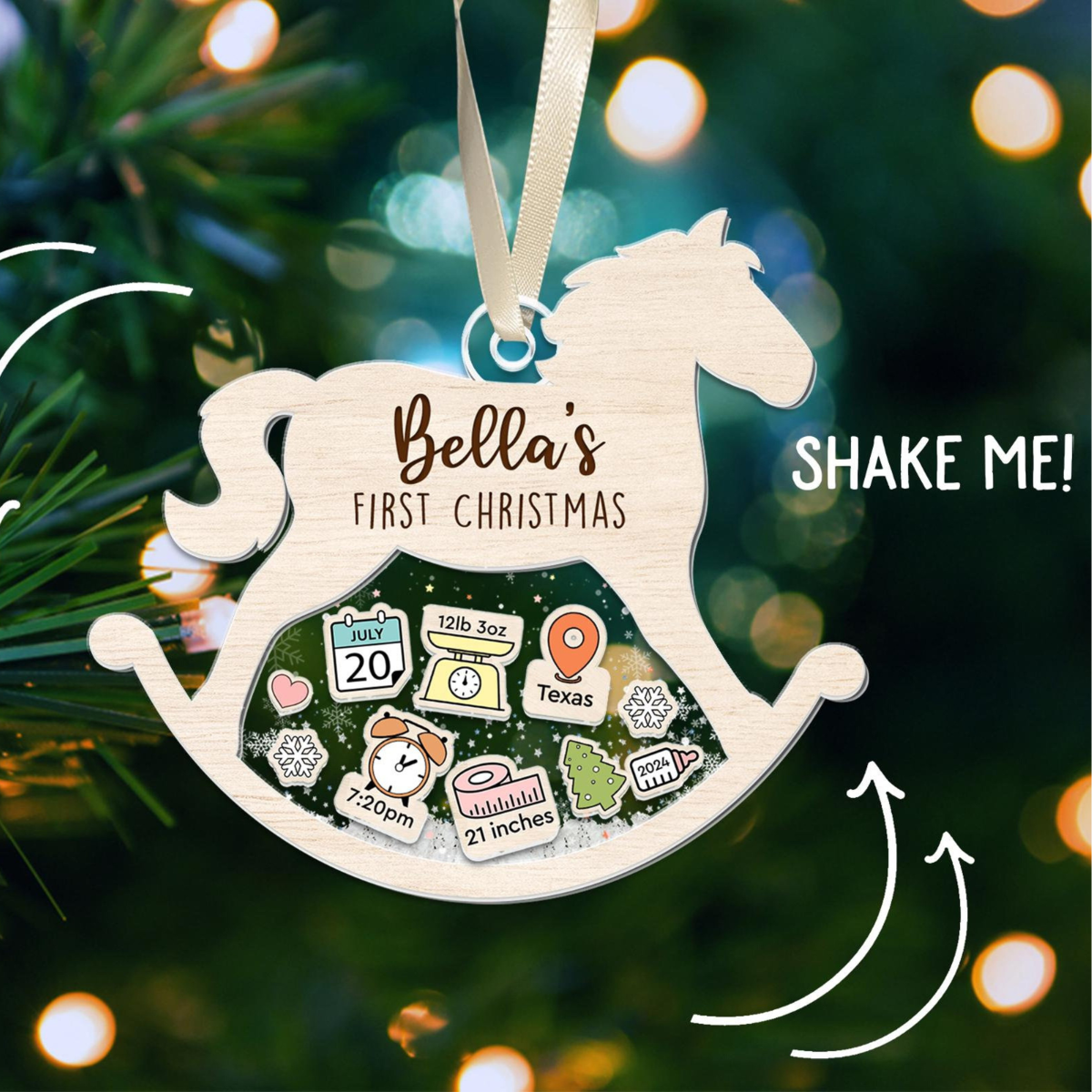 Custom Baby's 1st Christmas - Personalized 4D Shaker Ornament - Christmas Gift For Baby & Family