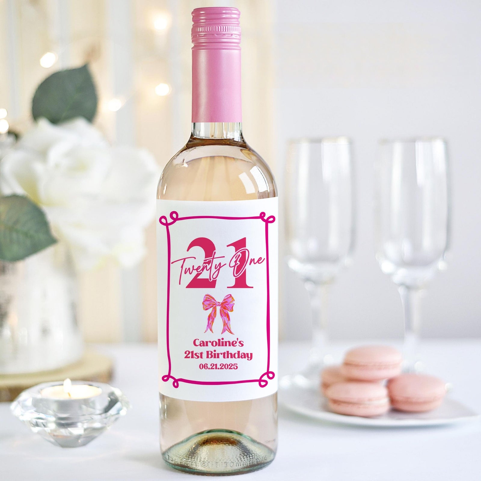 Custom Wine Label/Funny Custom Birthday Wine Label/Personalized Birthday Gift For Her/21st Birthday Favors/Dolly Birthday Party Decorations