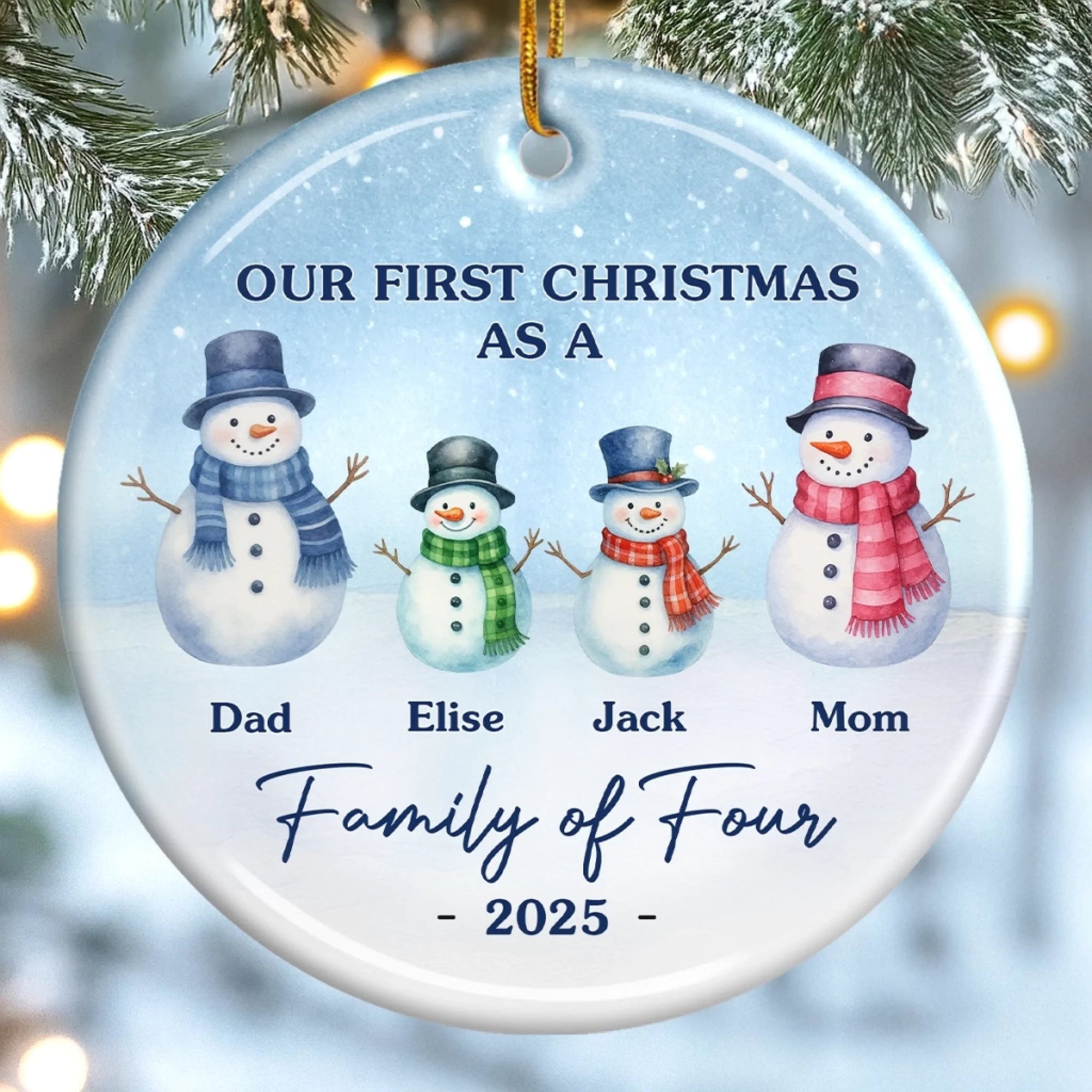 Our First Christmas Snowman Family - Personalized Ornament - Gift For Family, Christmas Gift