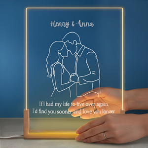 I'd Find You Sooner And Love You Longer Couple Photo Portrait - Personalized Desk Name Plate Night Light - Anniversary Gift, Valentine's Day Gift For Couple