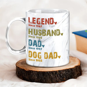 Legend Husband Daddy Papa - Personalized Marble Mug - Gift For Dad, Papa, Father's Day Gift